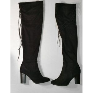 Black Suede Over The Knee Boots